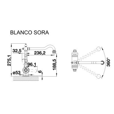 Смеситель кухонный с подключением к фильтру Blanco Sora 520834 хром